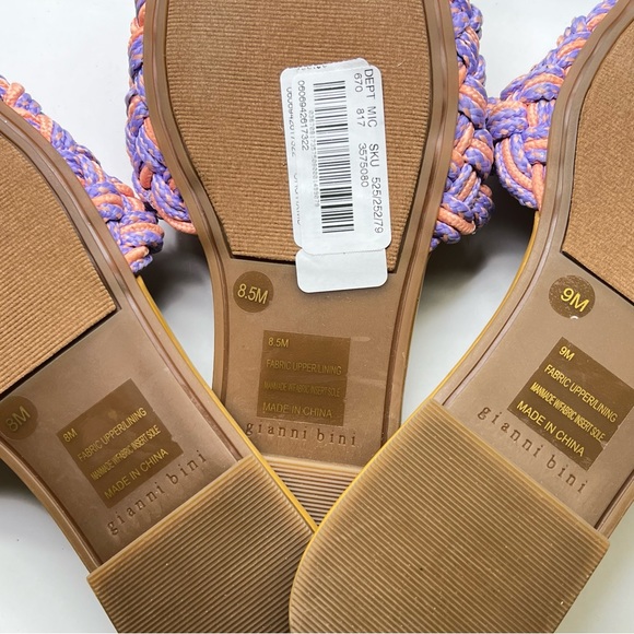 Gianni Bini Womens Woven Band Square Toe Sandals 8M Pink Multi Slide Memory Foam - Picture 5 of 8